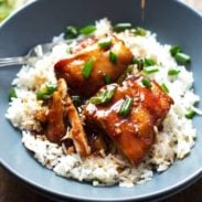 A picture of Sticky Bourbon Chicken with Rice