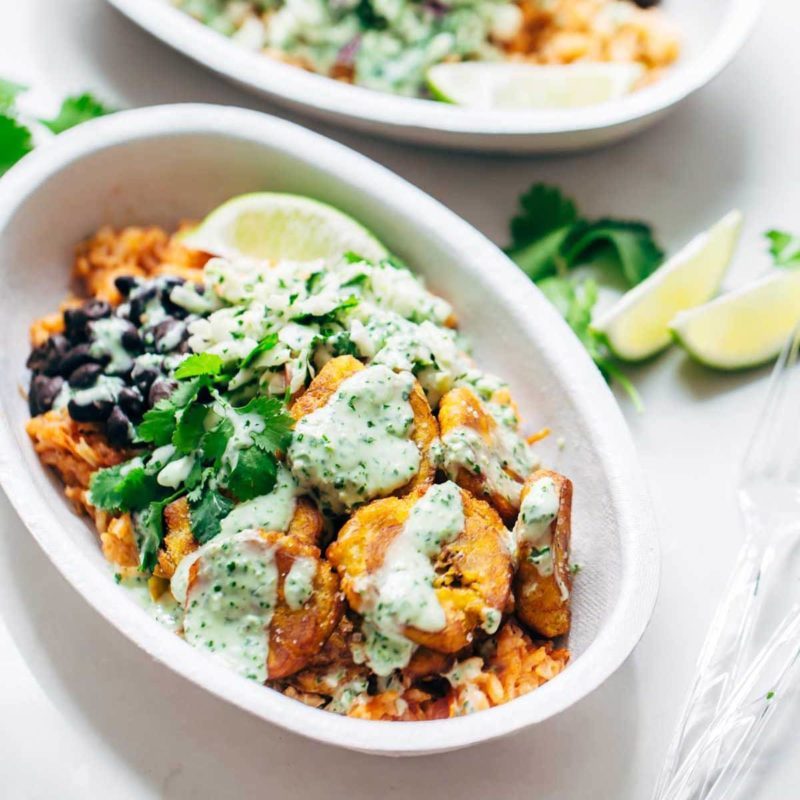 Spicy Plantain Burrito Bowls Recipe Pinch of Yum