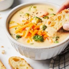 Slow Cooker Broccoli Cheese Soup {With Fresh Veggies} 