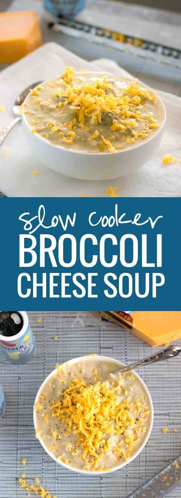 Slow Cooker Broccoli Cheese Soup - Super easy and full of cheesy flavor | pinchofyum.com