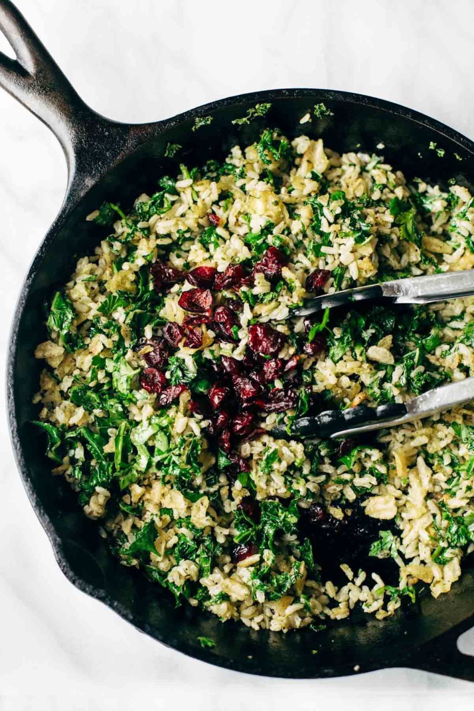 Garlic Kale and Brown Rice Salad with Lemon Dressing Recipe Pinch of Yum