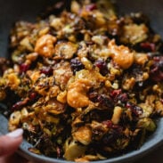 Roasted brussels sprouts in a bowl.