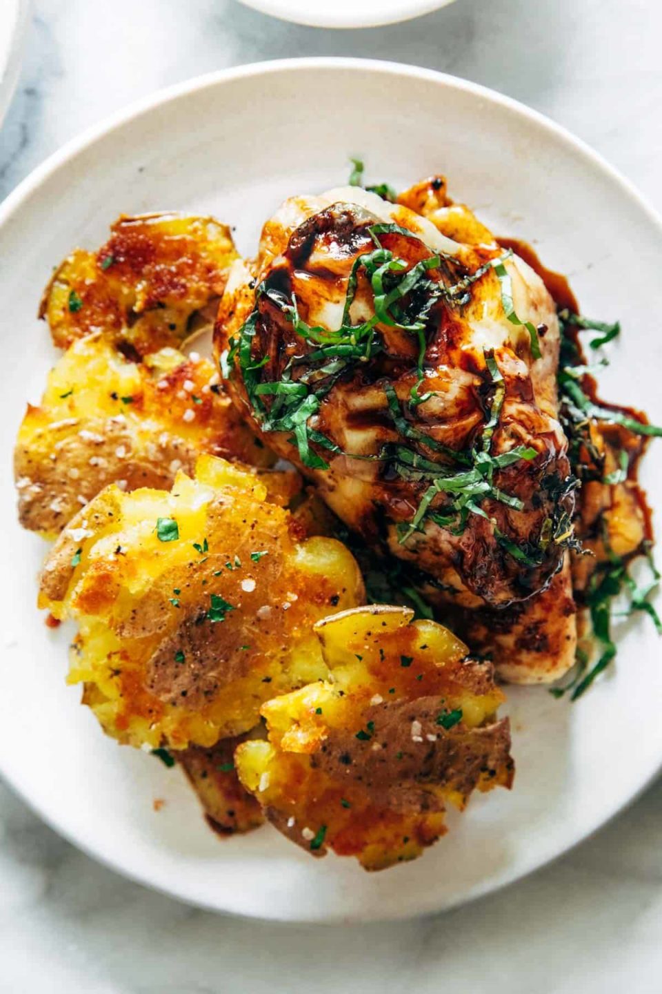 Caprese Chicken with Smashed Potatoes Recipe - Pinch of Yum