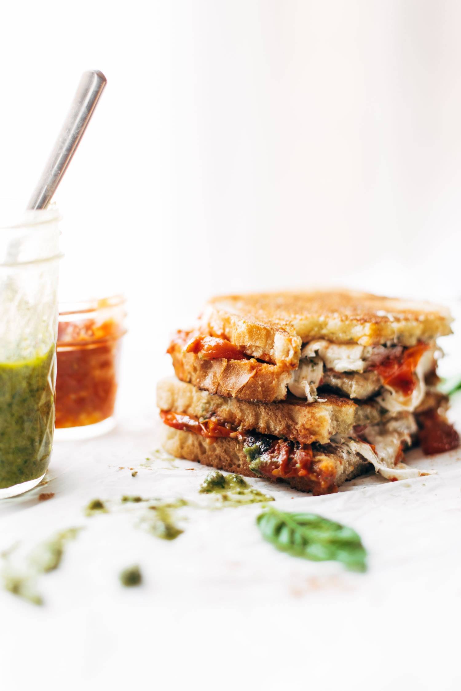 Loaded Caprese Grilled Cheese Recipe - Pinch of Yum