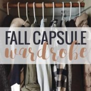 Closet full of clothes with text that says "Fall Capsule Wardrobe"