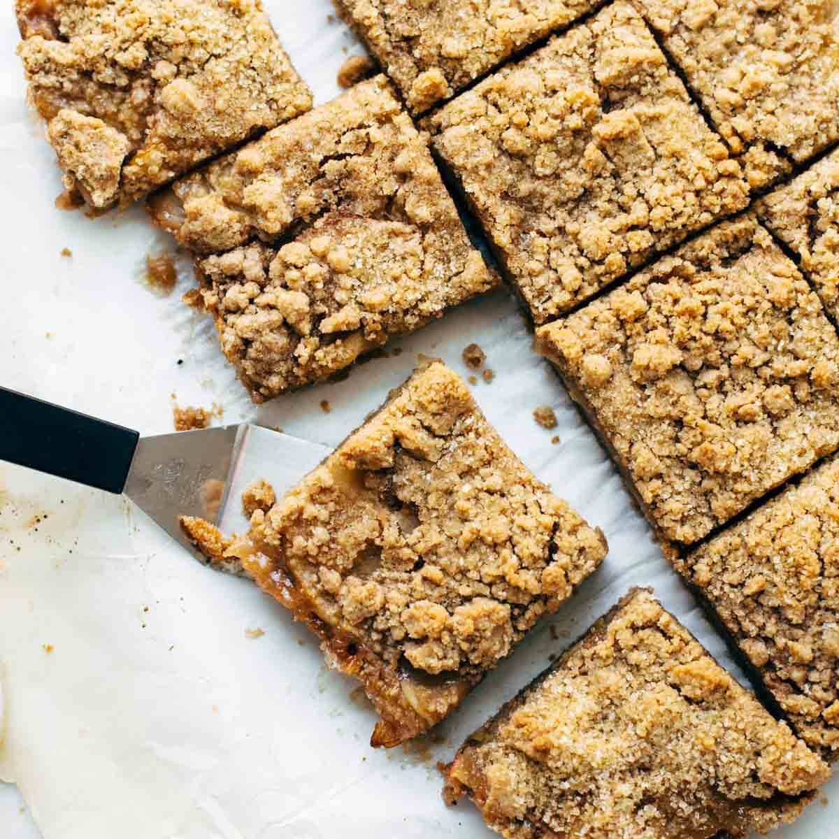 Addicting Caramel Apple Crisp Bars Recipe Pinch of Yum