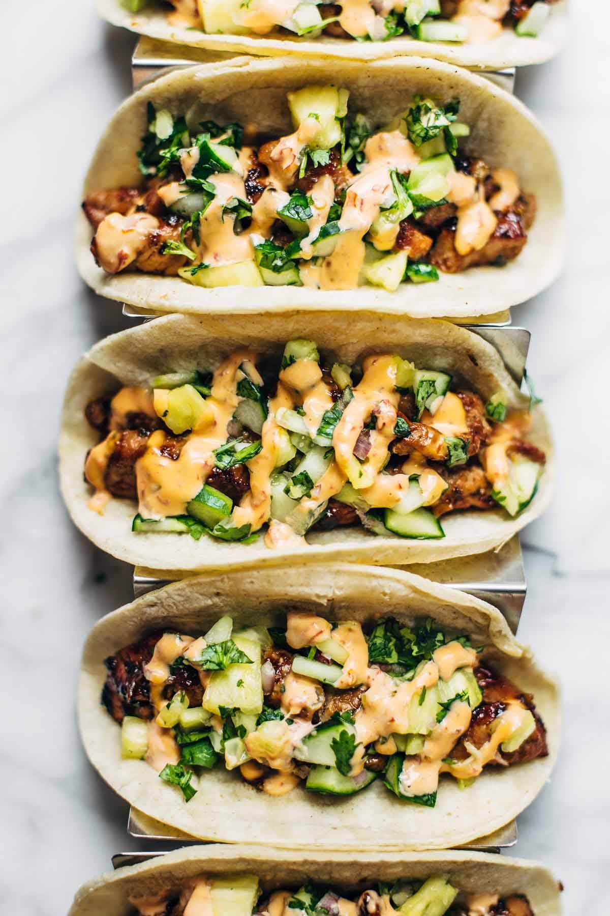 Caramelized Pork Tacos with Pineapple Salsa Recipe - Pinch of Yum