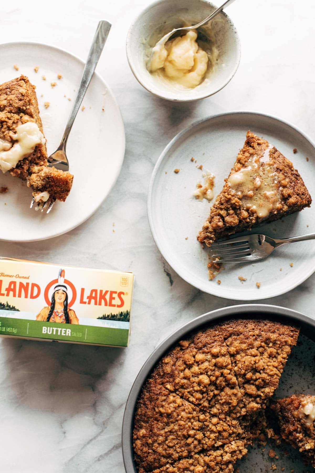Carrot cake coffee cake with butter.
