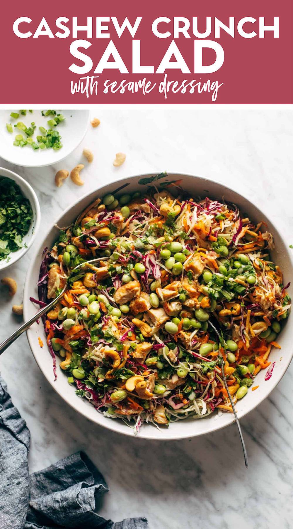 Cashew Crunch Salad with Sesame Dressing Recipe - Pinch of Yum