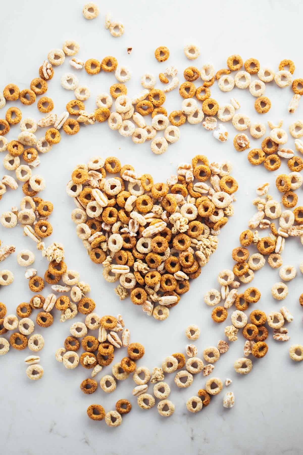 Cheerios in the shape of a heart.