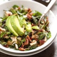 A picture of Chicken Bacon Avocado Salad with Roasted Asparagus