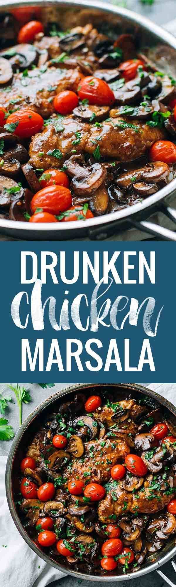 Drunken Chicken Marsala with Tomatoes - simple, gorgeously vibrant, and full of rich flavor.