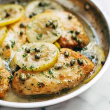 Lemon Chicken Piccata with Grilled Bread Recipe - Pinch of Yum