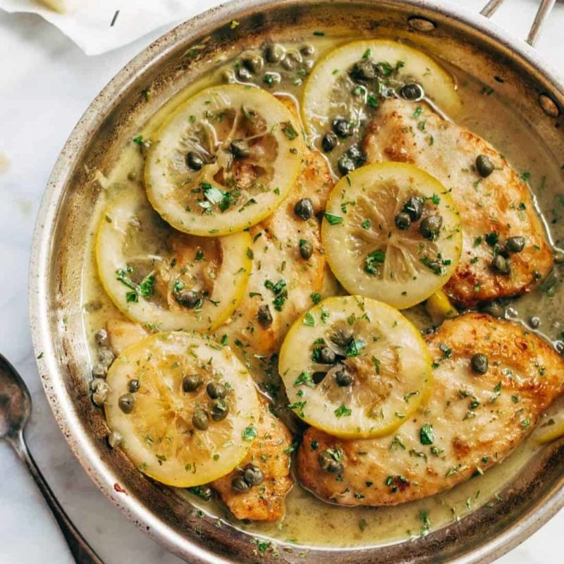 A picture of Lemon Chicken Piccata with Grilled Bread