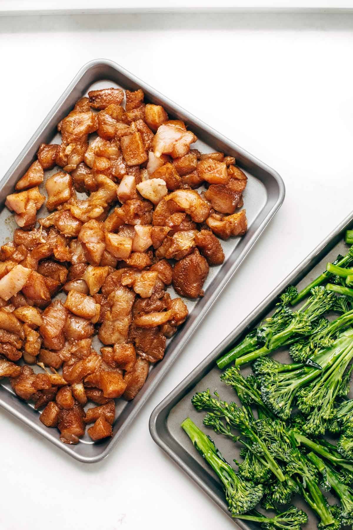 Meal Prep Lunch Bowls with Spicy Chicken, Roasted Lemon Broccoli