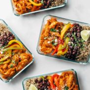 Chicken Tinga Bowl in a clear dish.