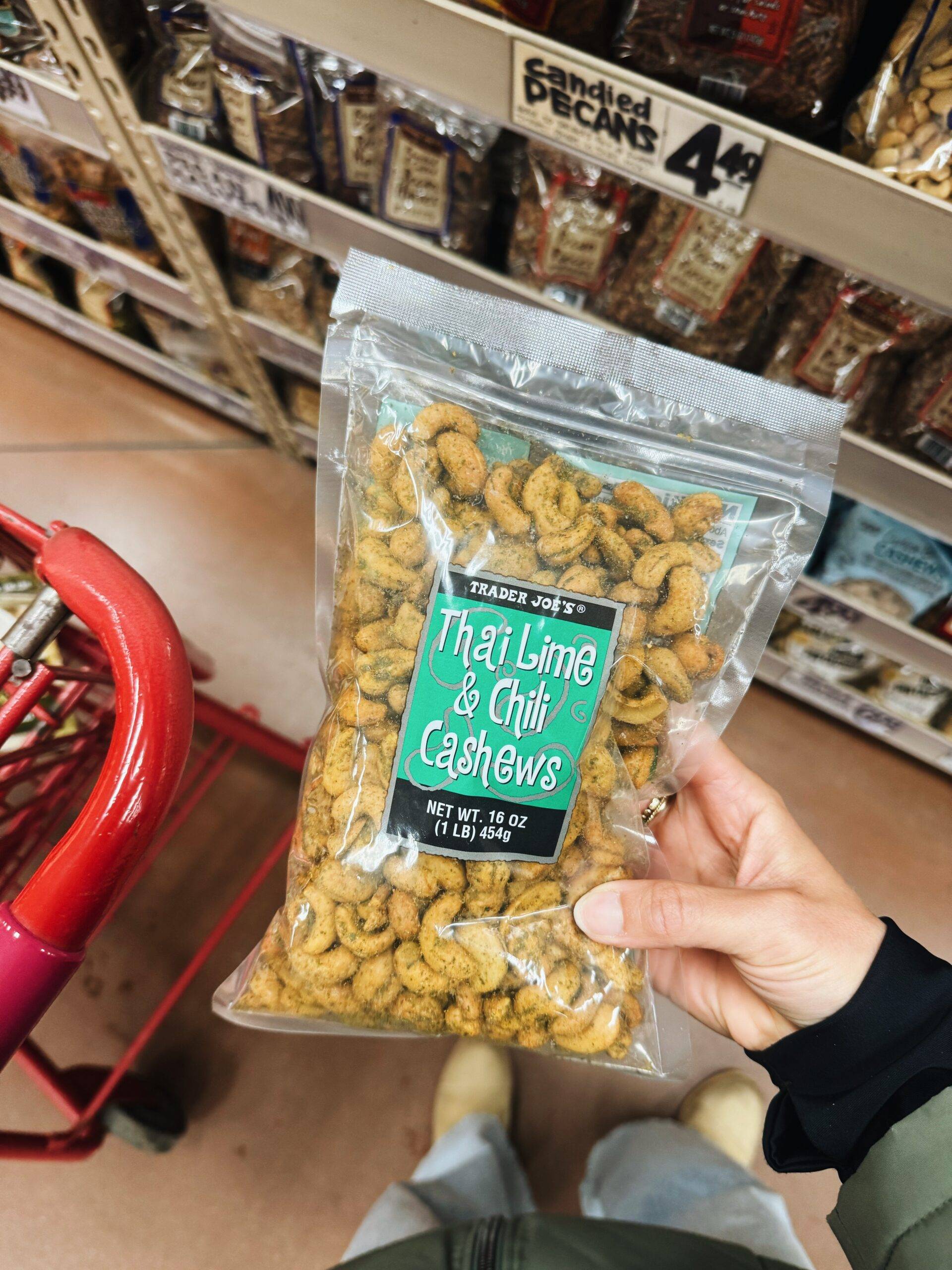 Thai Lime and Chili Cashews in a bag.