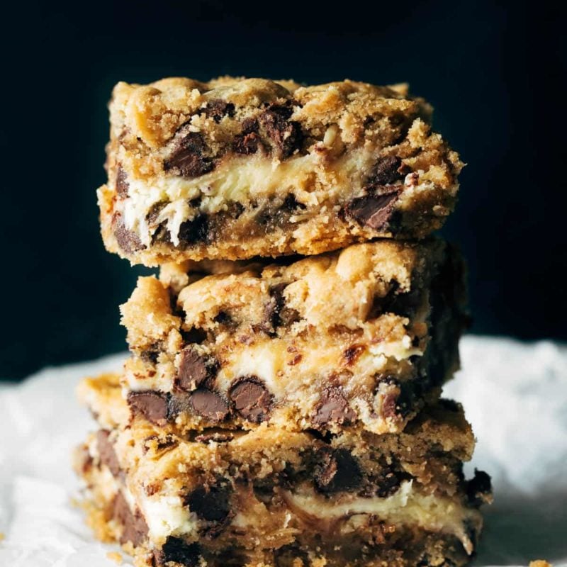 A picture of Peanut Butter Chocolate Chip Cookie Cheesecake Bars