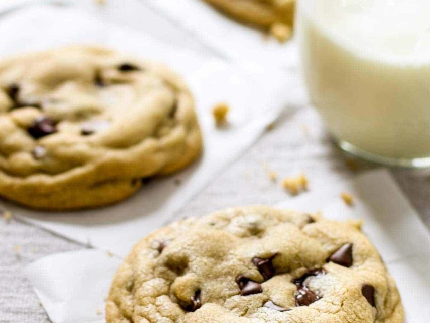 Chocolate chip cookies and a class of milk