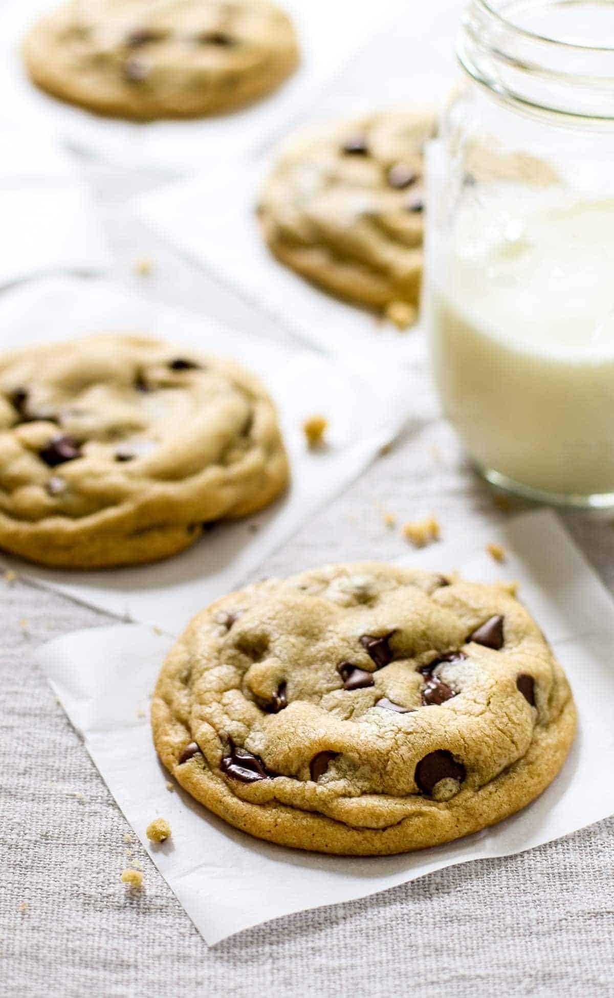 Chocolate chip cookies and a class of milk