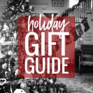 Christmas scene with "holiday gift guide" text.