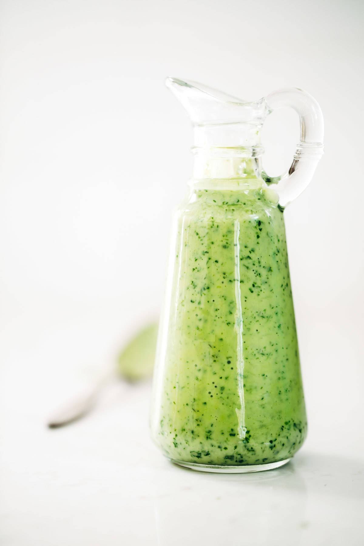 5 Minute Cilantro Avocado Dressing - made with easy ingredients like cilantro, avocado, Greek yogurt, garlic, and lime juice. | pinchofyum.com