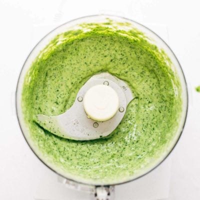 Cilantro Avocado Dressing in a food processor.