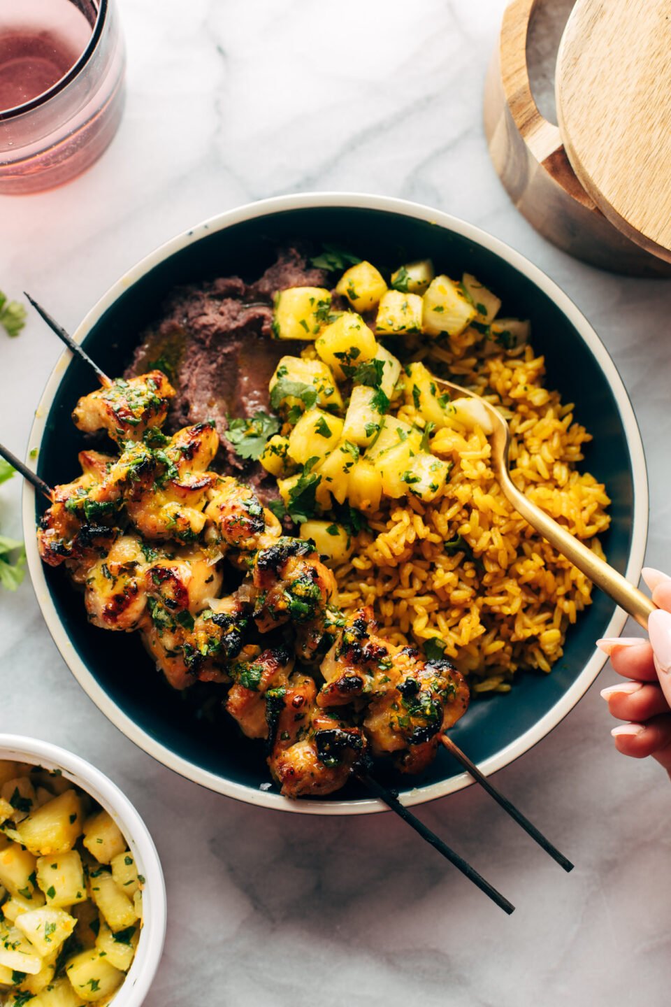 Cilantro orange chicken with rice and beans recipe pinch of yum
