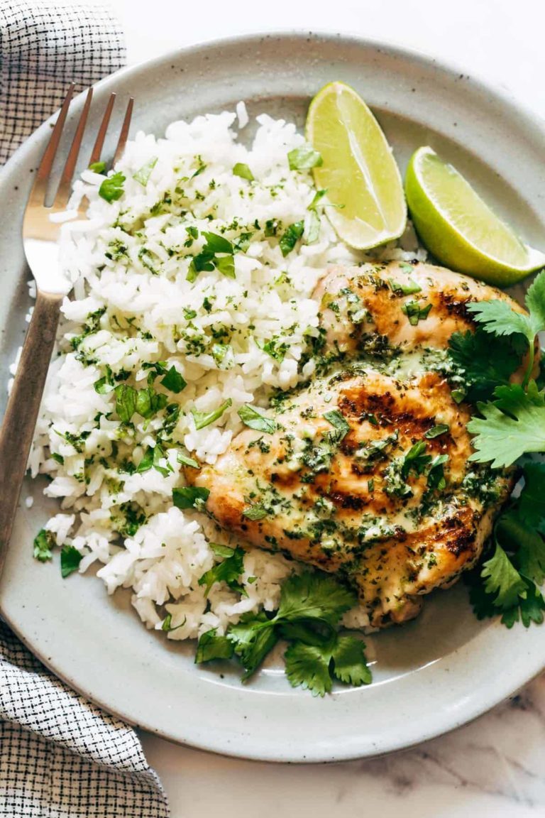 Coconut Lime Grilled Chicken and Rice Recipe Pinch of Yum