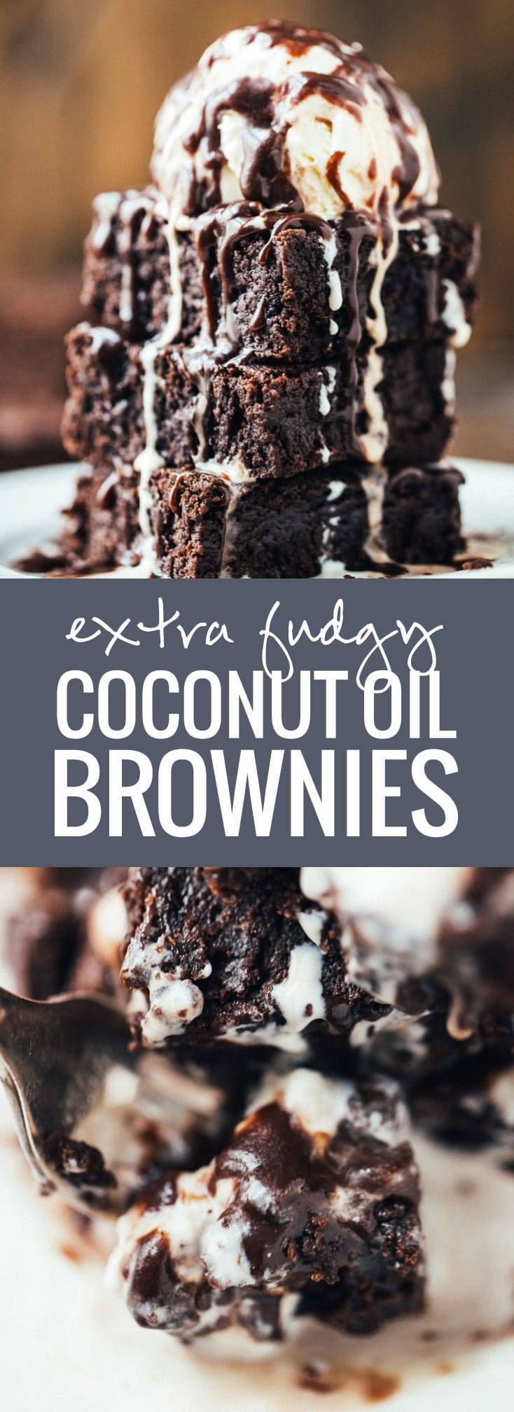 Extra Fudgy Coconut Oil Brownies - just a few simple high quality ingredients for the MOST FUDGY brownies ever.
