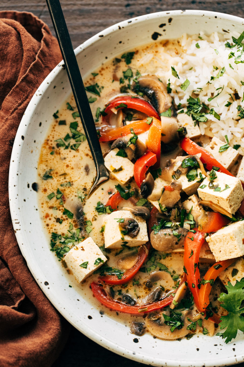 Thai Coconut Soup with Tofu and Rice Recipe Pinch of Yum