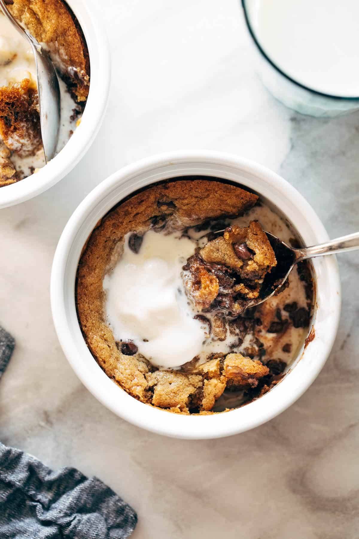 Deep dish cookie bowls with ice cream.