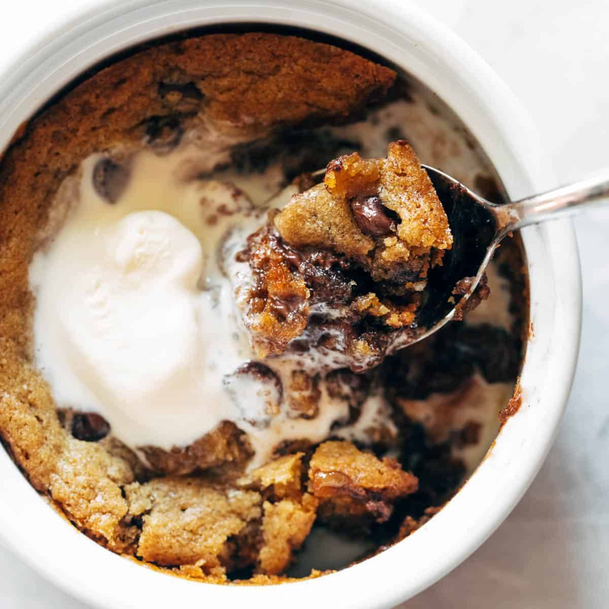 Cookie bowl with a spoon.