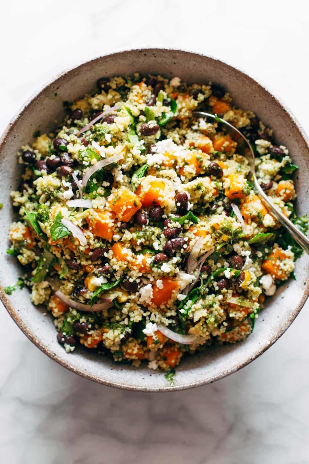 Couscous Salad with Lime Basil Vinaigrette Recipe Pinch of Yum