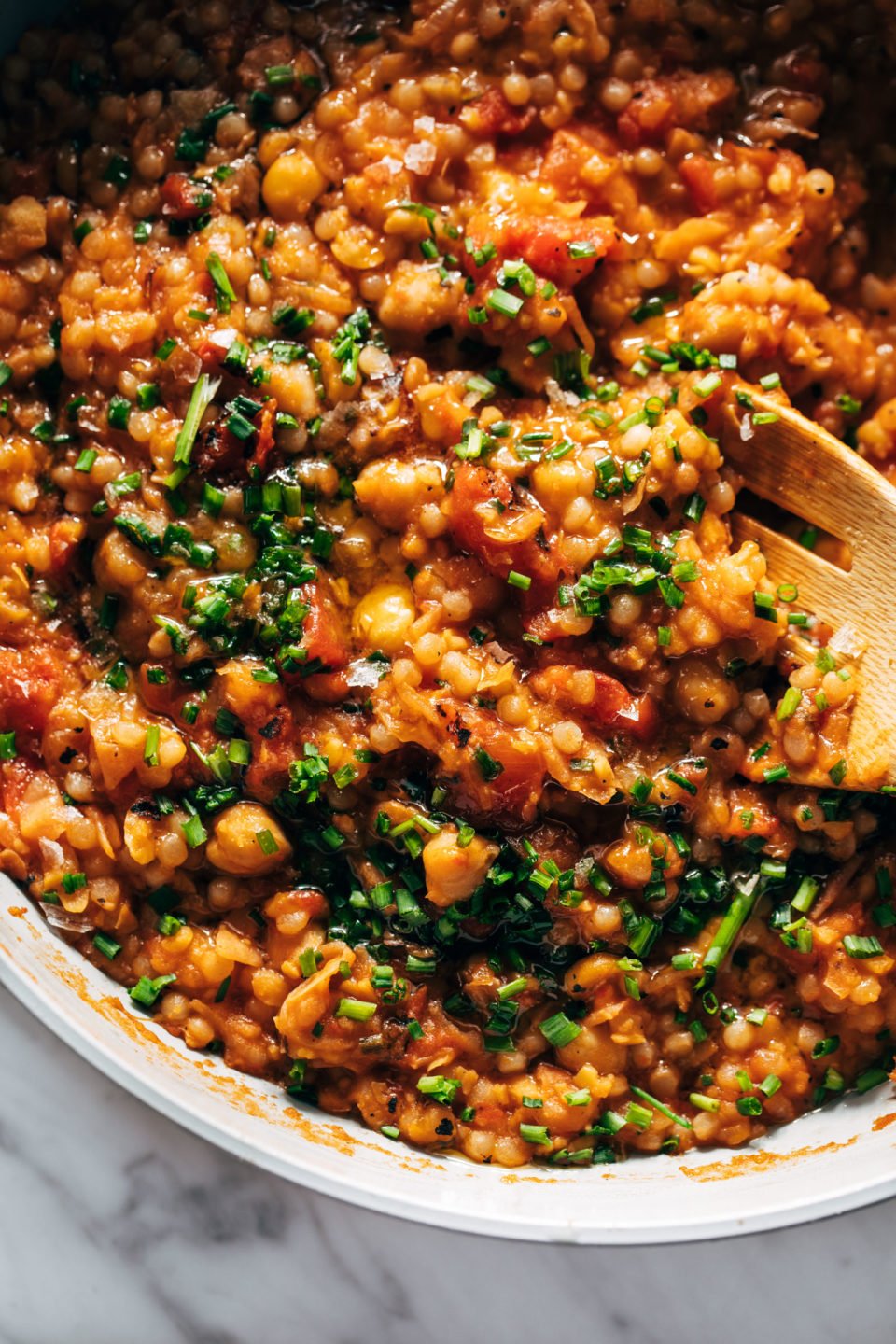 Pearl Couscous Skillet with Tomatoes, Chickpeas, and Feta Recipe ...