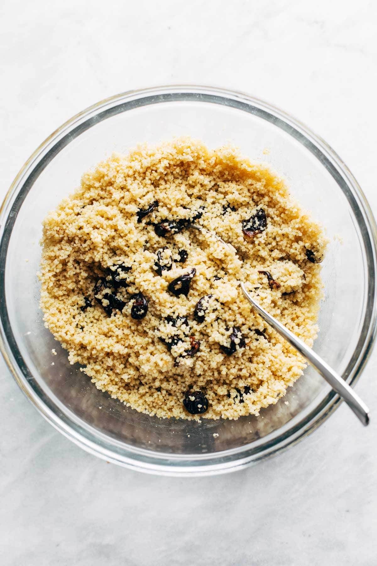 Couscous salad base in a bowl.