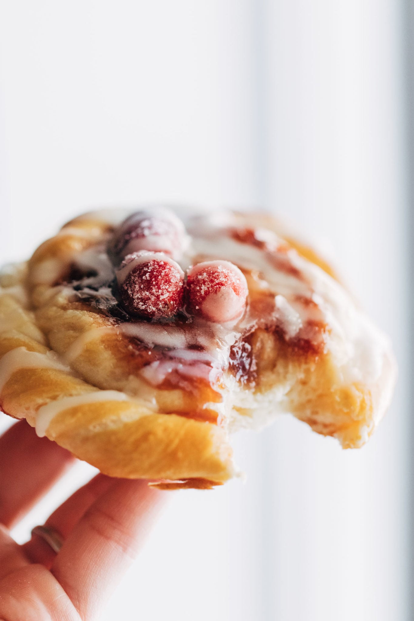 Cream Cheese Danishes with Sugared Cranberries and Butter Glaze Recipe