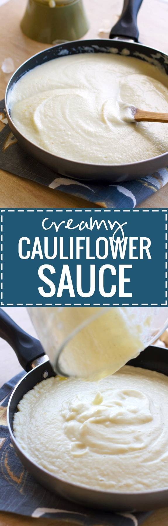 Creamy Cauliflower Sauce - a healthy version of an Alfredo or cream sauce recipe. EXTREMELY popular - 4.8 stars from 150 reviews! | pinchofyum.com