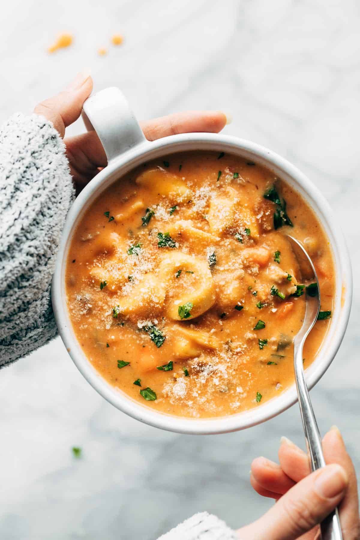 Ang's Creamy Tortellini Soup Recipe - Pinch of Yum