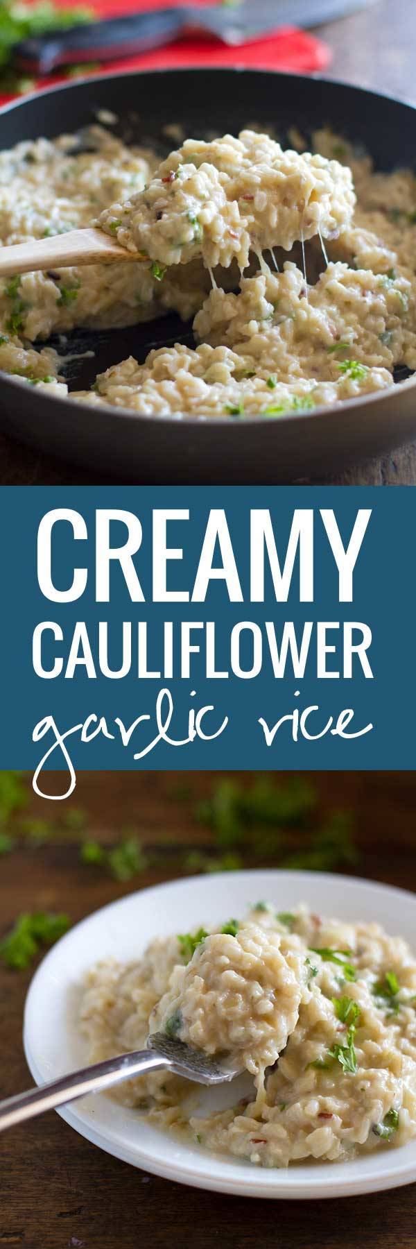 Creamy Cauliflower Garlic Rice - A delicious and healthy combination | pinchofyum.com