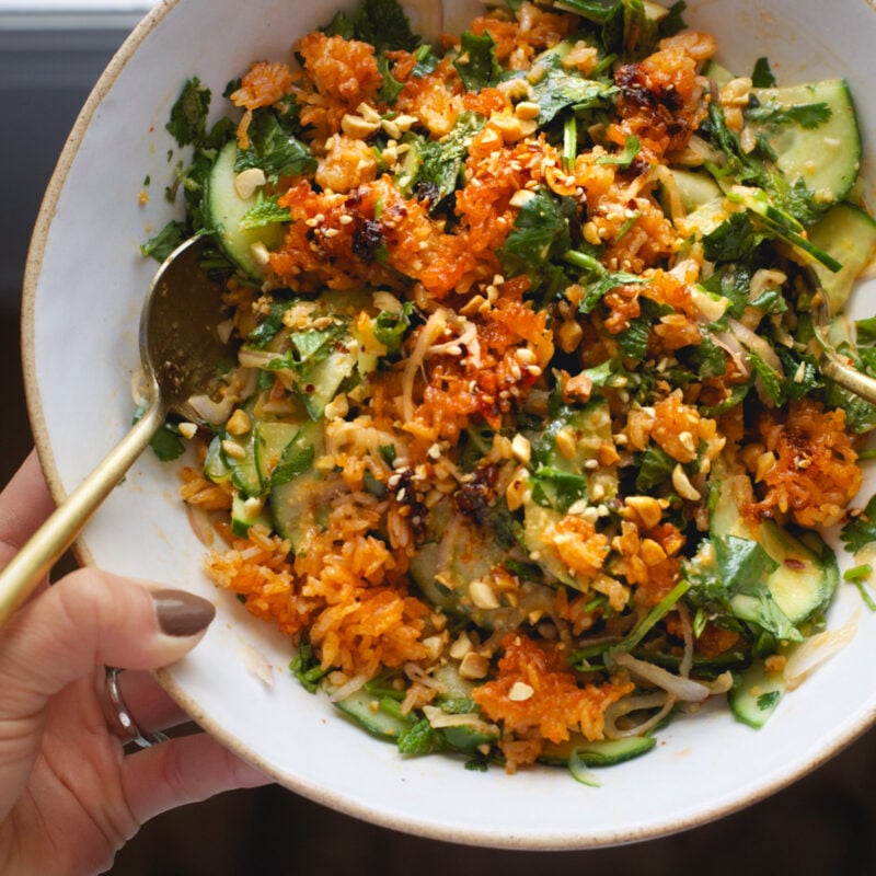 A picture of Crispy Rice Salad with Cucumbers and Herbs