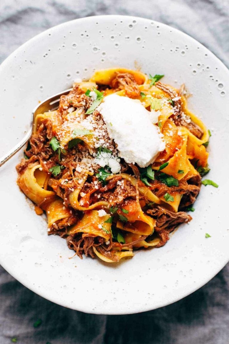 Slow Cooker Beef Ragu in a bowl.