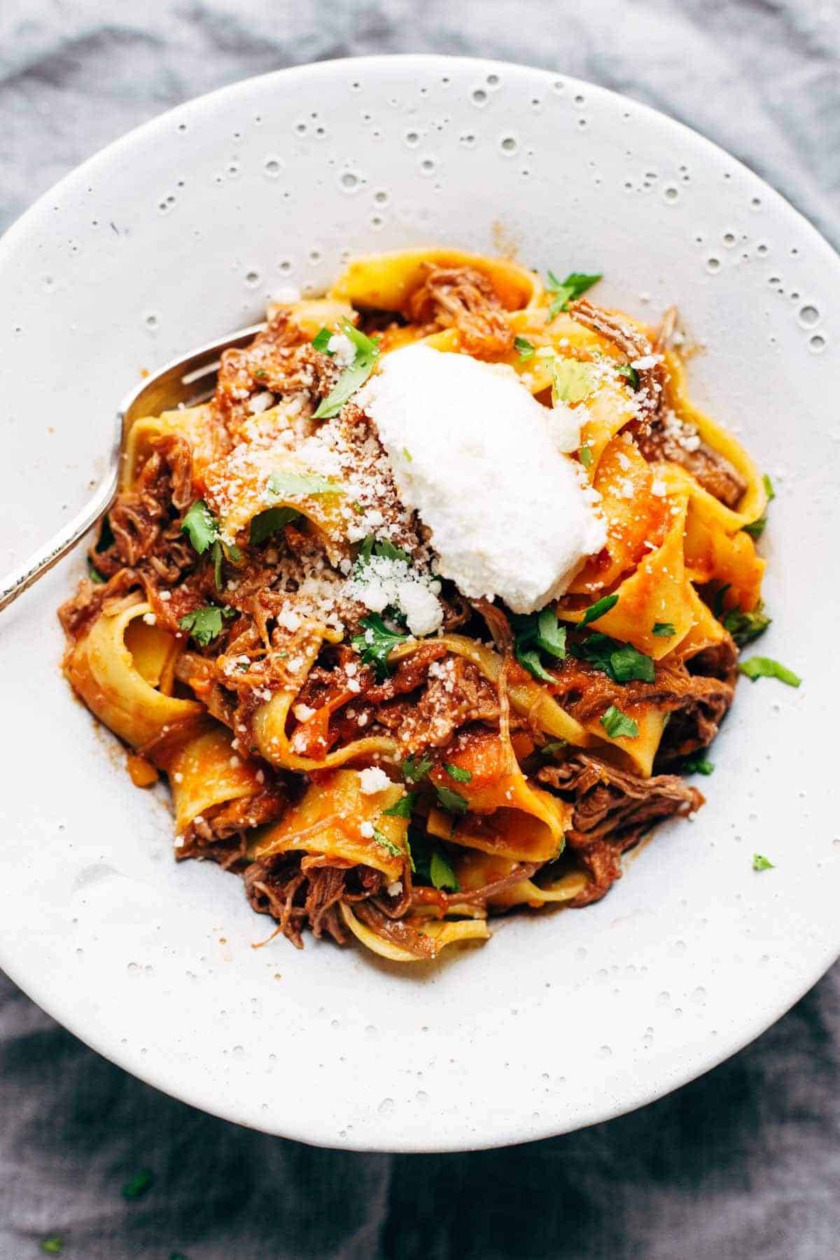 Slow Cooker Beef Ragu with Pappardelle Recipe - Pinch of Yum