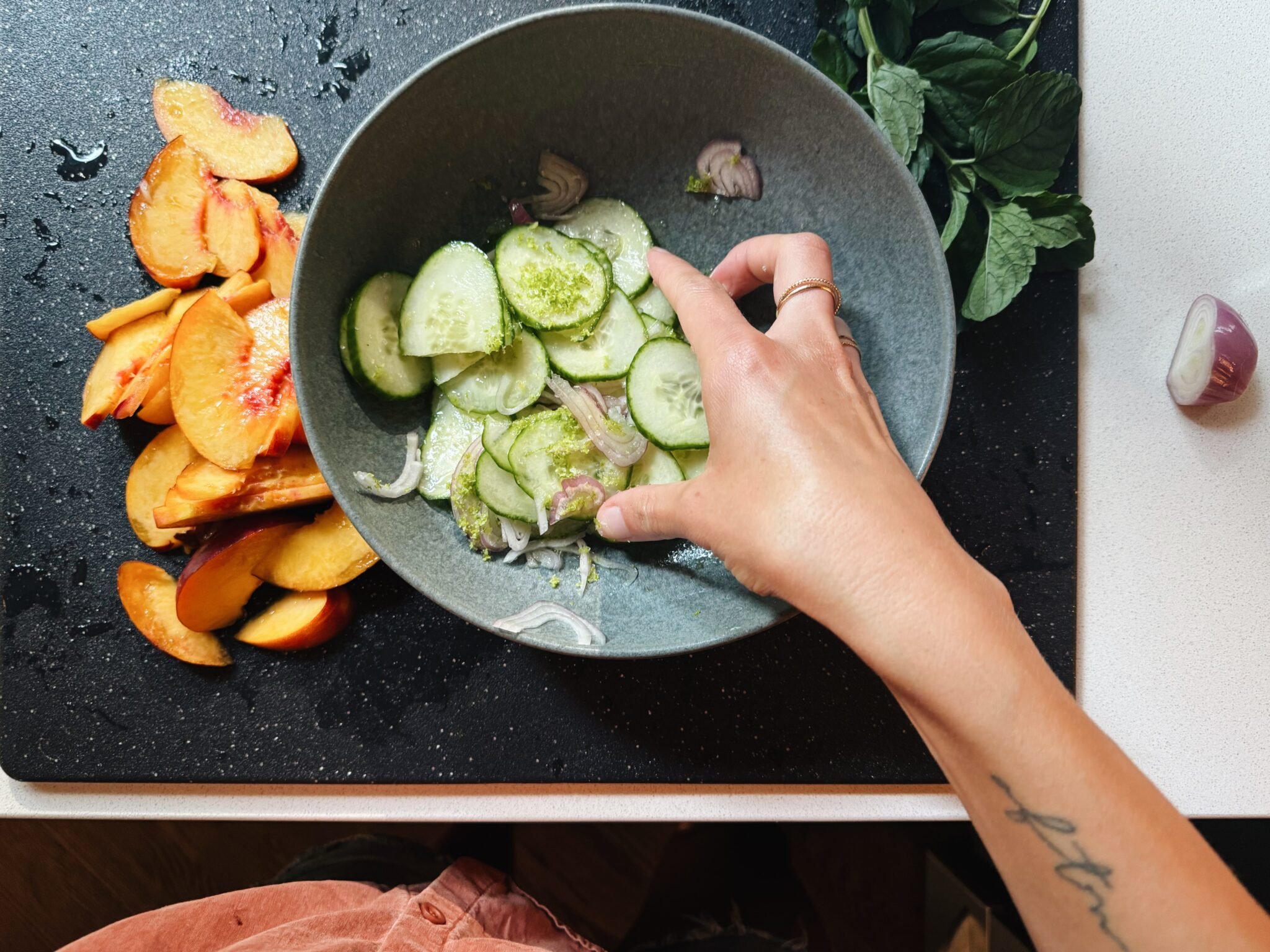 Gorgeous Peach Salad Recipe - Pinch of Yum