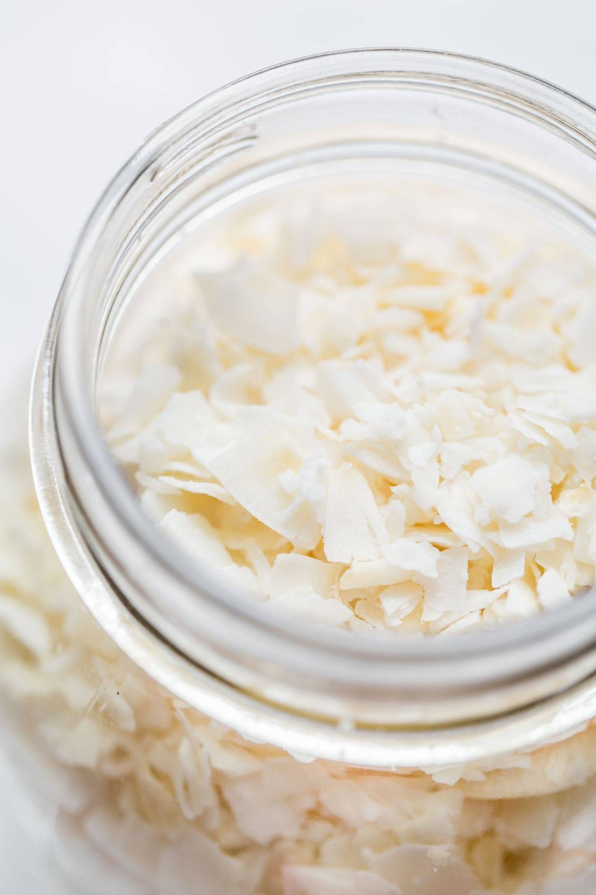 Coconut flakes in a jar.
