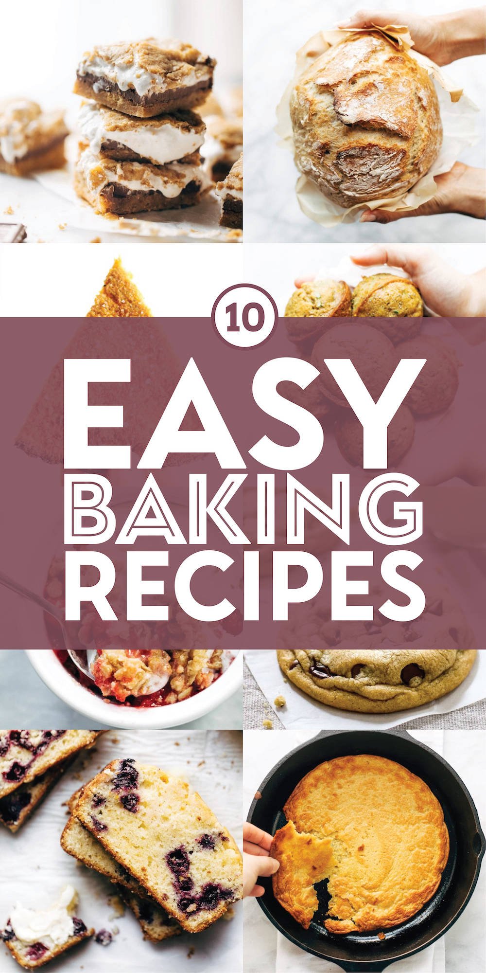 Easy baking recipes in a collage.