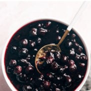 Blueberry sauce in a bowl pin