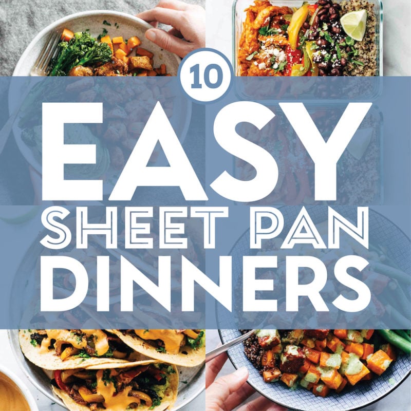 Sheet pan recipes in a collage.