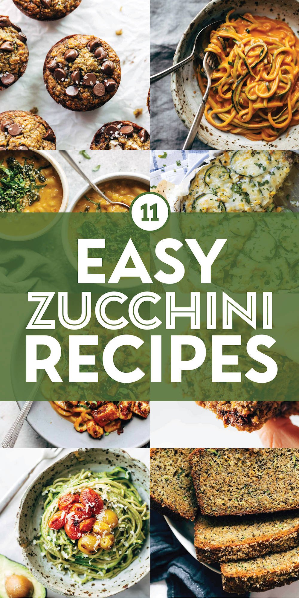 Easy zucchini recipes in a collage.