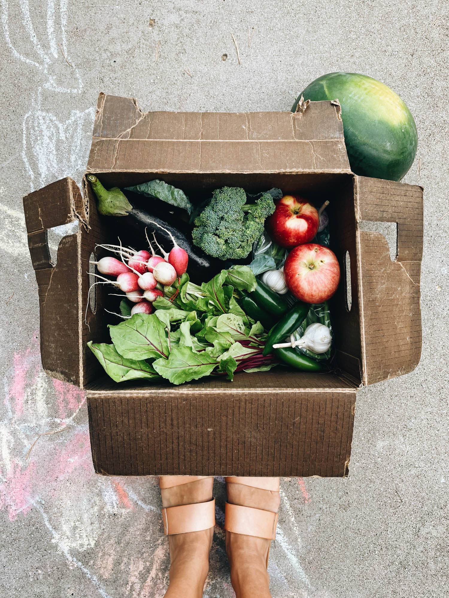 CSA box with fresh produce